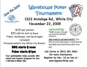 boys and girls club poker tournament, medford, eagle point southern oregon, chamber